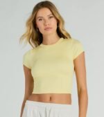 Effortless Style Short Sleeve Ribbed Knit Crop Top - Image 9