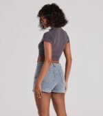 Born To Ride Short Sleeve Tie Front Graphic Tee - Image 2