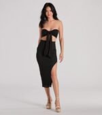 Stylish Catch Tie Front Knit Bandeau - Image 3