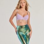 Mystical Mermaid Rhinestone And Pearl Trim Bra Top