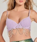 Mystical Mermaid Rhinestone And Pearl Trim Bra Top - Image 3
