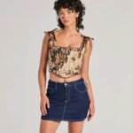 Charming Essence Satin Bow Floral Corset Top