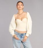 Sweet And Cozy Oversized Knit Sweater Bolero - Image 26