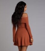 Chic Staple Ribbed Knit Skater Dress - Image 29