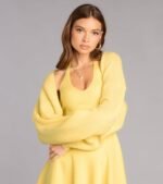 Sweet And Cozy Oversized Knit Sweater Bolero - Image 41