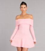 Chic Staple Ribbed Knit Skater Dress - Image 40