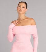 Chic Staple Ribbed Knit Skater Dress - Image 43
