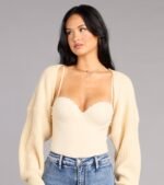 Sweet And Cozy Oversized Knit Sweater Bolero - Image 4