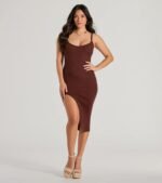 Perfectly Stylish Sleeveless Ribbed Knit Midi Dress - Image 25