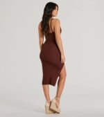 Perfectly Stylish Sleeveless Ribbed Knit Midi Dress - Image 26