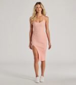 Perfectly Stylish Sleeveless Ribbed Knit Midi Dress - Image 33