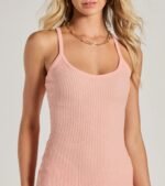 Perfectly Stylish Sleeveless Ribbed Knit Midi Dress - Image 35