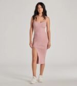 Perfectly Stylish Sleeveless Ribbed Knit Midi Dress - Image 37