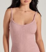 Perfectly Stylish Sleeveless Ribbed Knit Midi Dress - Image 39