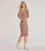 Stylish Embrace Cable Knit Midi Dress - Image 4