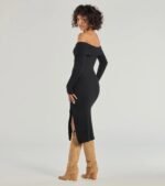 Keeping Knit Chic Long Sleeve Midi Dress - Image 6