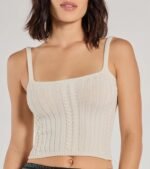 Cozy Casual Cable Knit Cropped Tank Top - Image 4