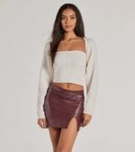 Cozy Glam Cable Knit Long Sleeve Bolero - Image 2