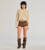 Coziest Style Waffle Knit Crew Neck Sweater - Image 3