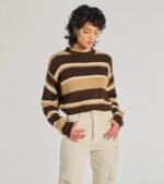Preppy Style Striped Knit Crew Neck Sweater - Image 5