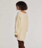 Effortless And Cozy Knit Long Sleeve Oversized Sweater - Image 3
