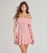 Chic Staple Ribbed Knit Skater Dress - Image 2