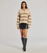 Stripe Sensation Collared Pullover Sweater - Image 4
