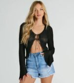 Beachy Vibes Bell Sleeve Tie-Front Top - Image 5