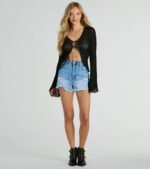 Beachy Vibes Bell Sleeve Tie-Front Top - Image 7