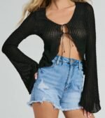 Beachy Vibes Bell Sleeve Tie-Front Top - Image 8