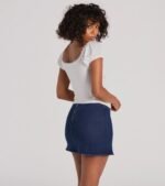 Sultry Example Tie-Front Lace Trim Crop Top - Image 2