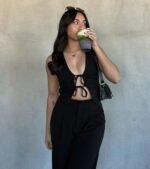 Adorable Entrance Tie-Front Ponte Vest - Image 2