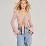 Infinite Possibilities Long Sleeve Tie-Front Crop Top