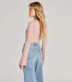 Infinite Possibilities Long Sleeve Tie-Front Crop Top - Image 2