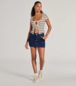 Stylish Status Striped Knit Tie-Front Top - Image 4