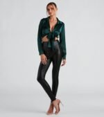So Sleek Satin Tie-Front Blouse - Image 24