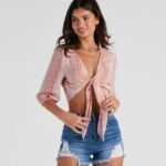 Sensational Striped Tie-Front Top