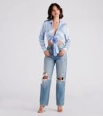 So Sleek Satin Tie-Front Blouse - Image 46