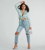 So Sleek Satin Tie-Front Blouse - Image 75