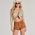 Adventurous Girlie Tie-Front Crop Top