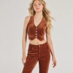 Retro Chic Corduroy Cropped Vest
