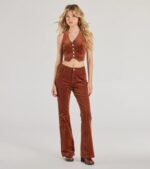 Retro Chic Corduroy Cropped Vest - Image 3