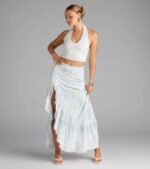 Whimsical Essence Ruffled Floral Maxi Skirt