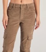 Effortless And Cool Corduroy Cargo Flare Pants - Image 4