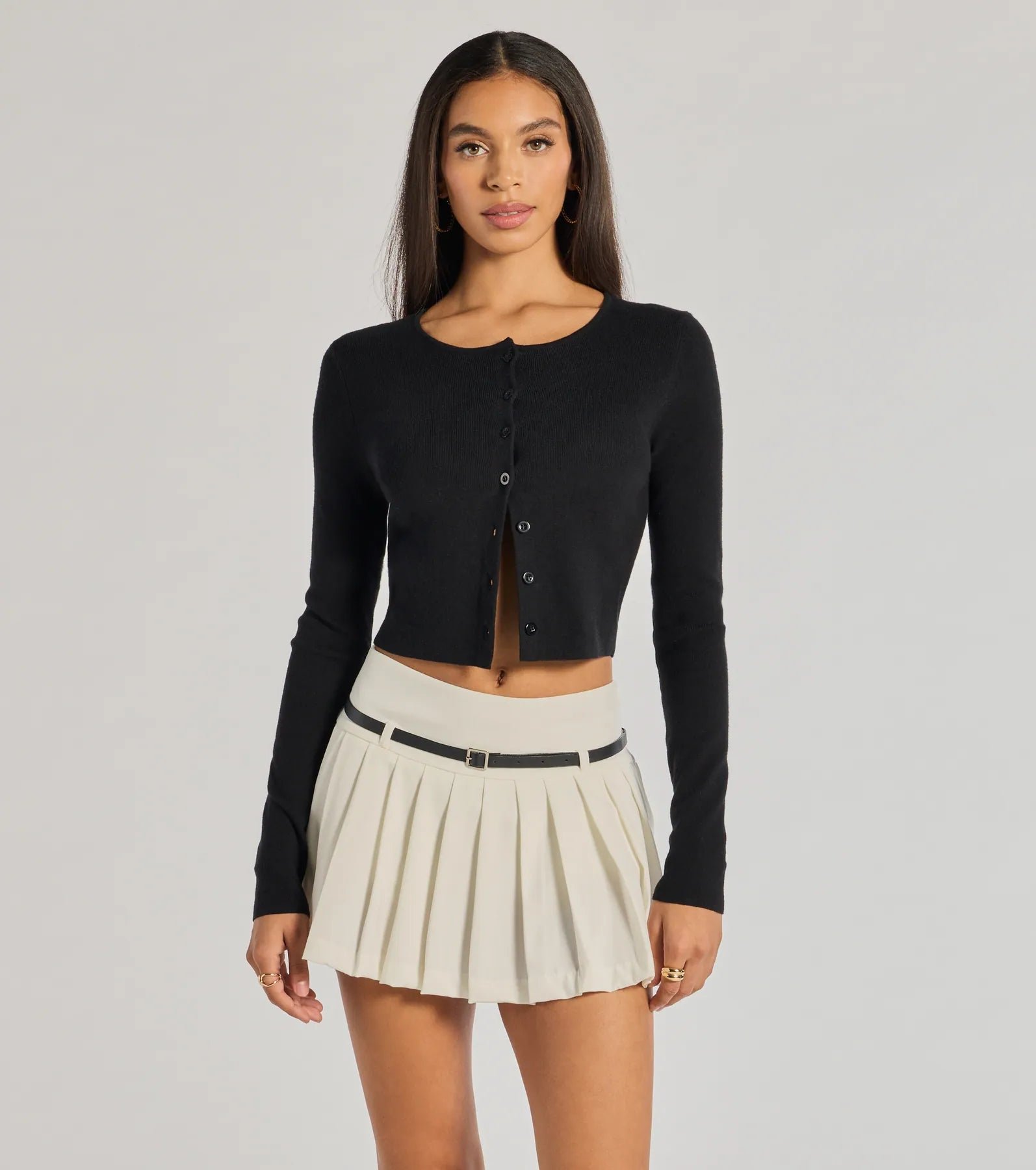 06401-0739_1_IVORY_AdorableTrendsetterPleatedMiniSkort Adorable Trendsetter Pleated Mini Skort - Image 1