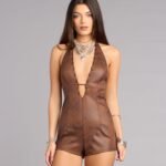 Dusty Trails Suede Halter Romper