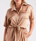 Chic Occasion Satin Collared Button-Down Romper - Image 4