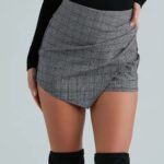Plaid Sensation Faux Wrap Mini Skort