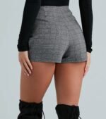 Plaid Sensation Faux Wrap Mini Skort - Image 3