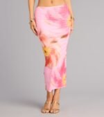Bloom Babe Abstract Floral Mesh Maxi Skirt - Image 4
